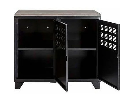 Armoire de rangement métal 2 portes Noir mat