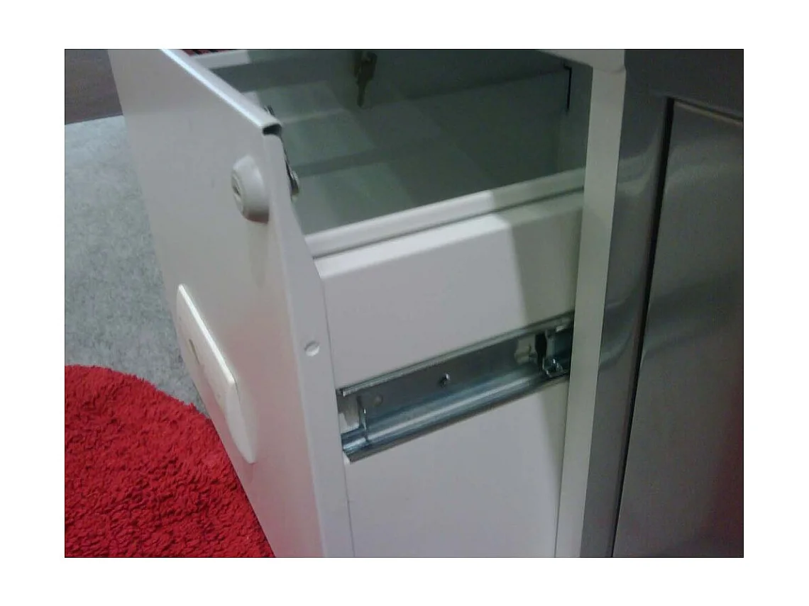 Colonne de rangement basse en acier 3 tiroirs Blanc mat