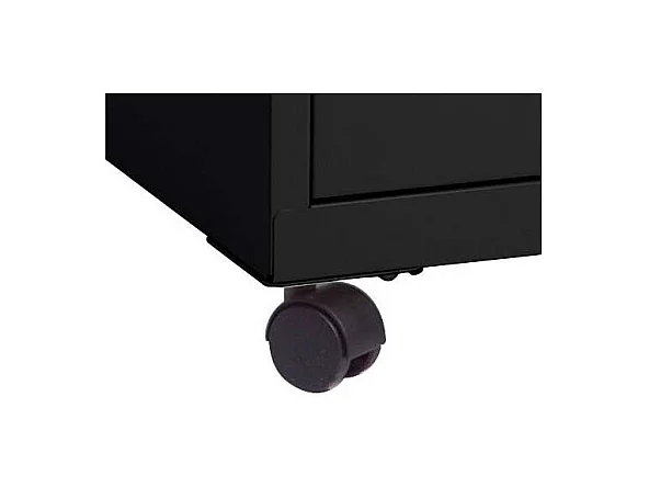 Caisson de rangement 3 tiroirs en acier sur roulettes Noir mat