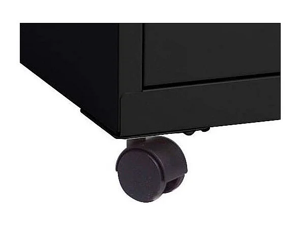 Caisson de rangement 3 tiroirs en acier sur roulettes Noir mat
