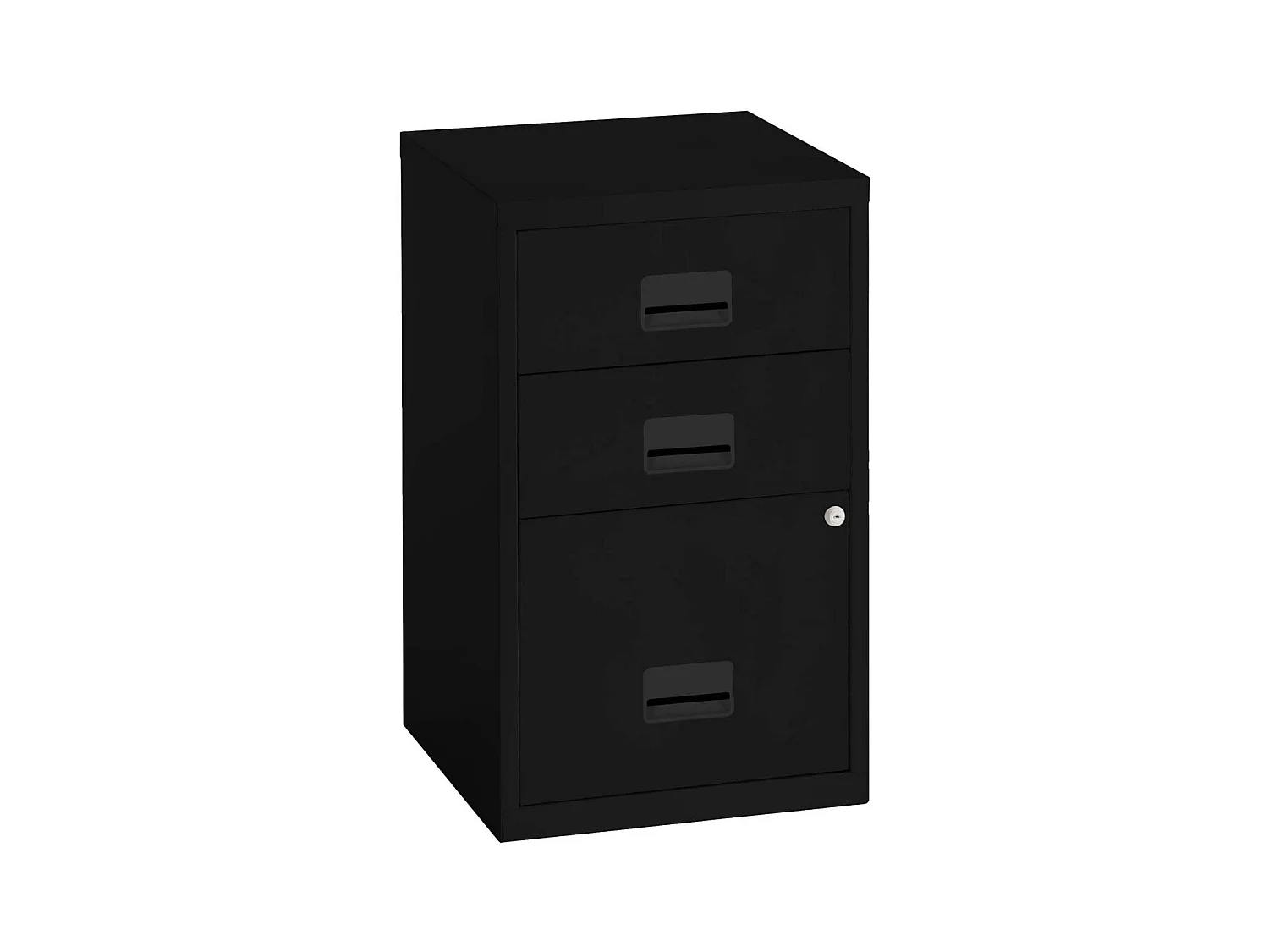 Colonne de rangement basse en acier 3 tiroirs Noir mat