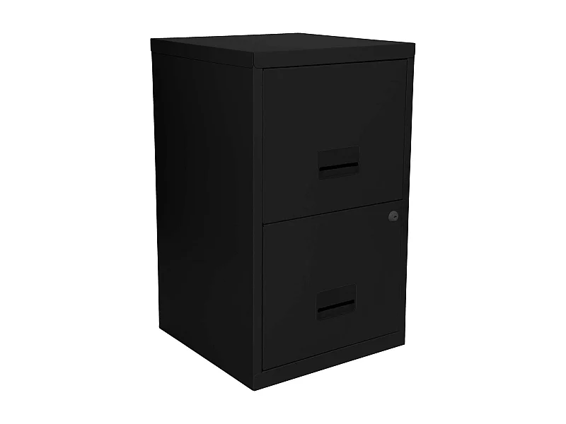 Colonne de rangement basse en acier 2 tiroirs Noir mat