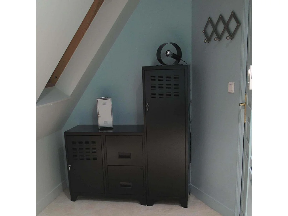 Armoire de rangement métal 1 porte Noir mat