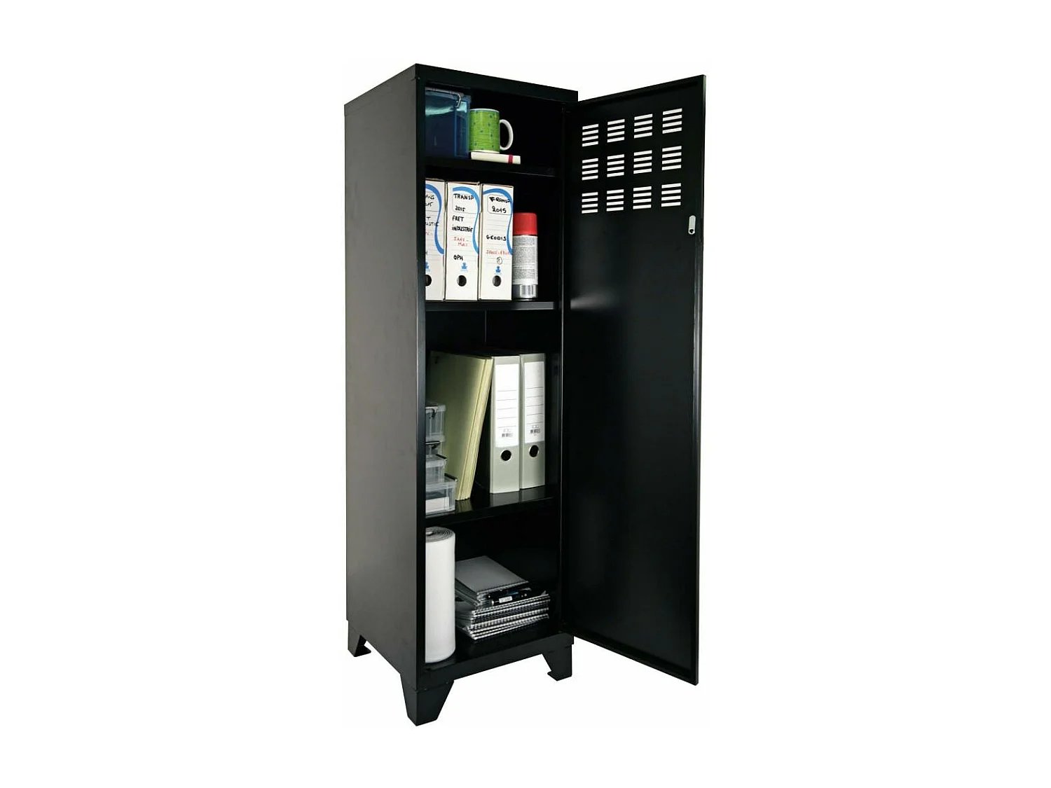 Armoire de rangement métal 1 porte Noir mat