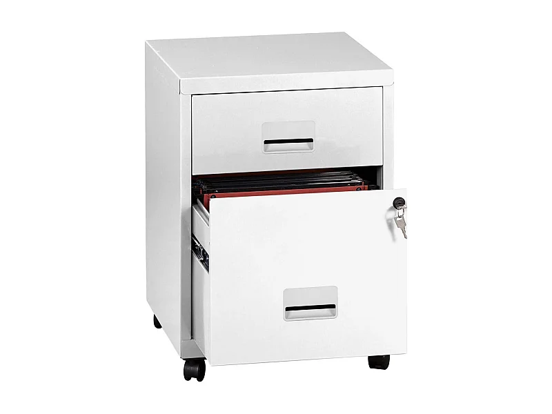 Caisson de rangement en acier 2 tiroirs Blanc mat