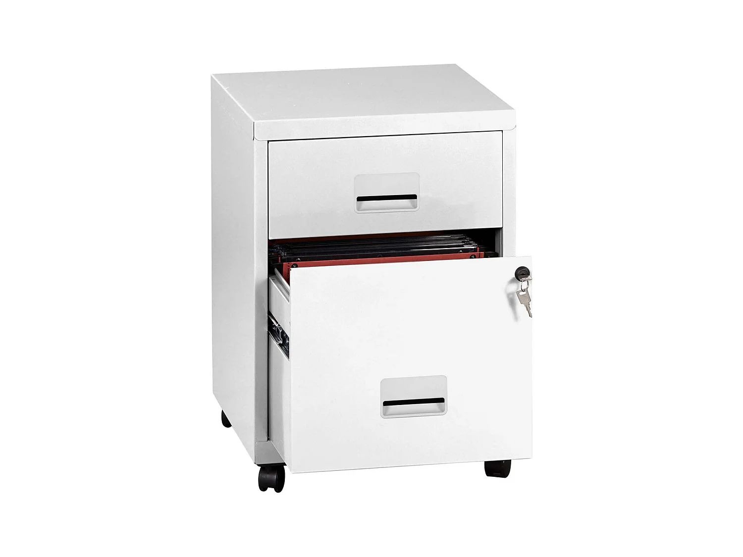 Caisson de rangement en acier 2 tiroirs Blanc mat