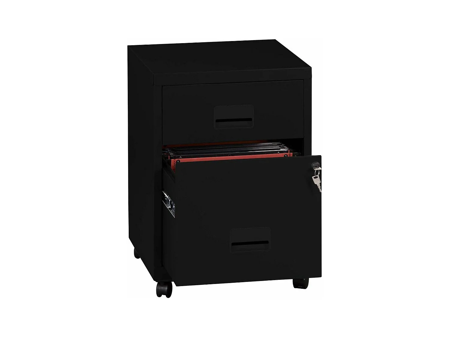 Caisson de rangement en acier 2 tiroirs Noir mat