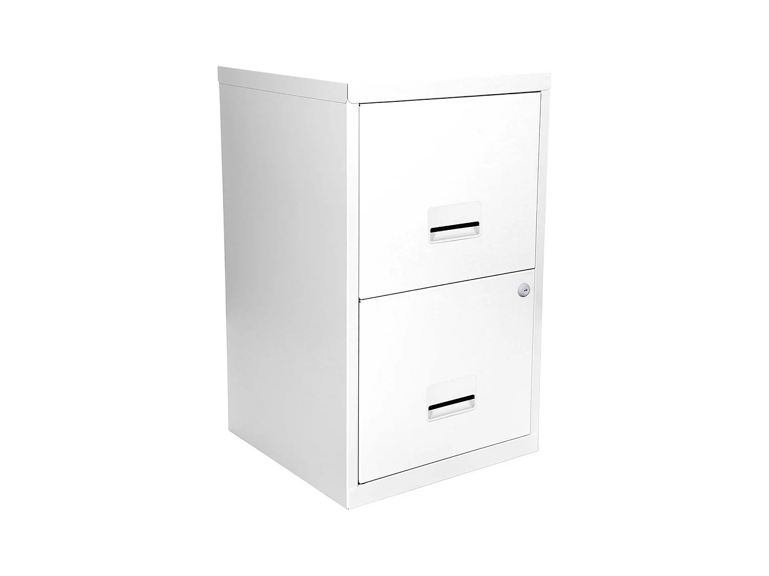 Colonne de rangement basse en acier 2 tiroirs Blanc mat