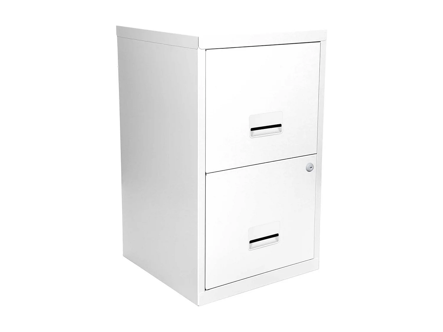 Colonne de rangement basse en acier 2 tiroirs Blanc mat