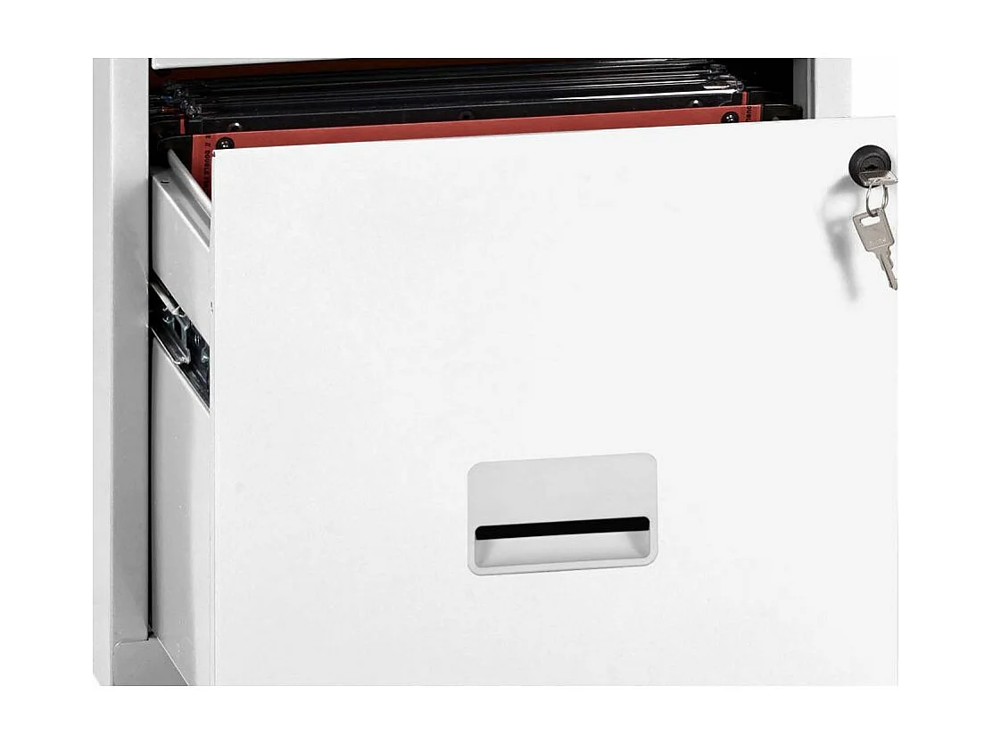 Colonne de rangement basse en acier 2 tiroirs Blanc mat