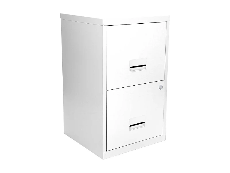 Colonne de rangement basse en acier 2 tiroirs Blanc mat