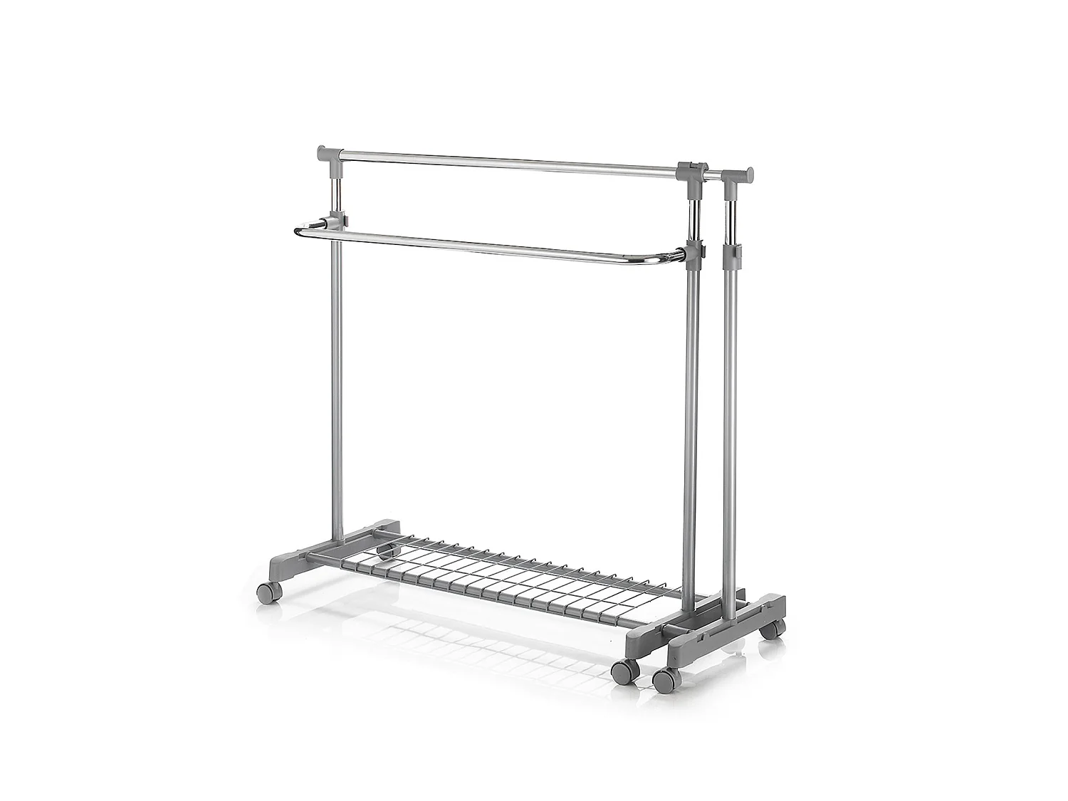 Portant à vêtements LONDON penderie sur roulettes rangement vestiaire mobile hauteur et longueur réglables, avec 1 tablette, chromé