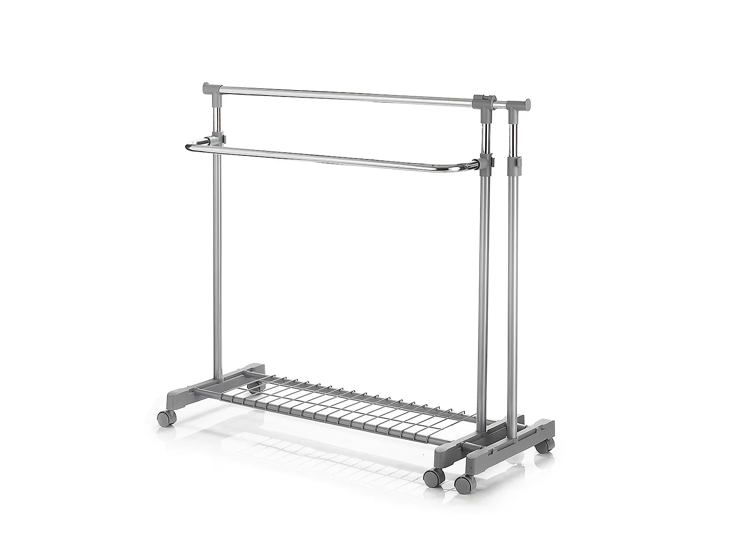 Portant à vêtements LONDON penderie sur roulettes rangement vestiaire mobile hauteur et longueur réglables, avec 1 tablette, chromé