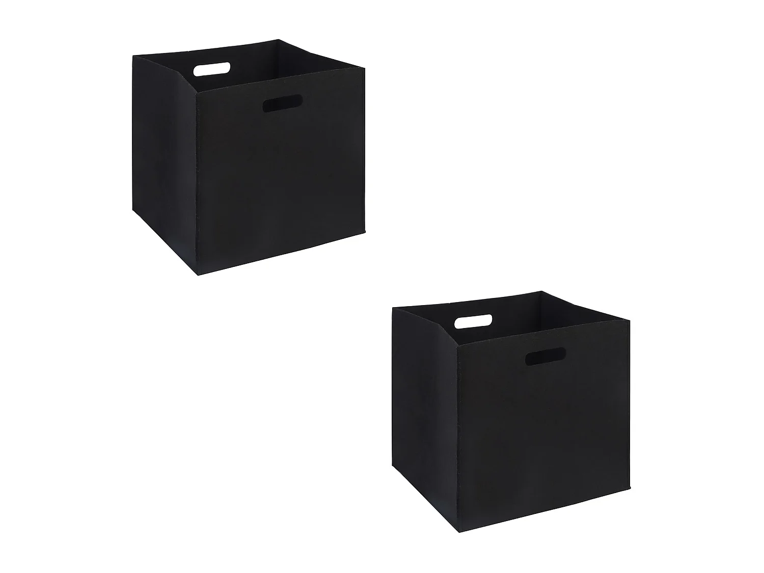 Lot de 2 boites de rangement en feutrine noir FELT, cube de rangement pliable, ouvert dim 32 x 32 x 32 cm, design moderne