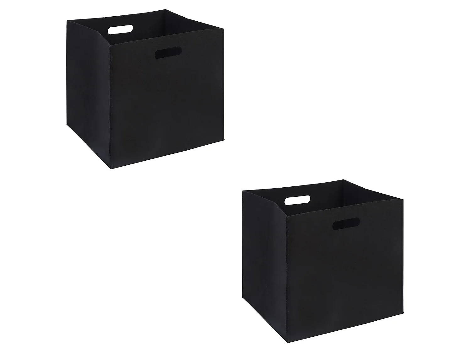 Lot de 2 boites de rangement en feutrine noir FELT, cube de rangement pliable, ouvert dim 32 x 32 x 32 cm, design moderne