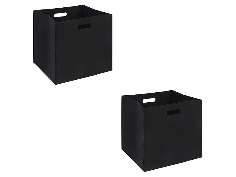 Lot de 2 boites de rangement en feutrine noir FELT, cube de rangement pliable, ouvert dim 32 x 32 x 32 cm, design moderne