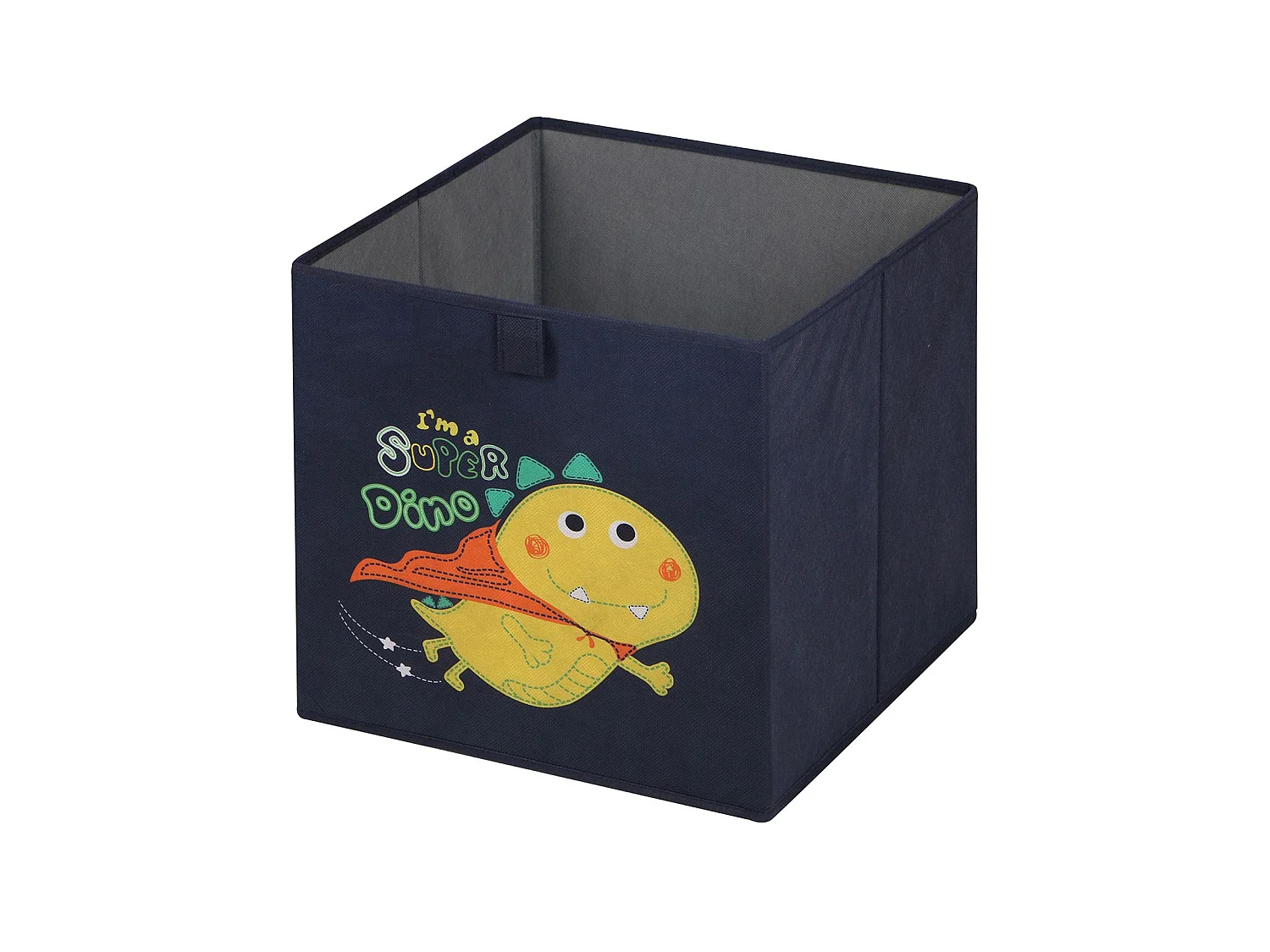 Lot de 2 boites de rangement en tissu bleu DINO, cube de rangement pour enfant dim 32 x 32 x 32 cm, décor dinosaure super-héros