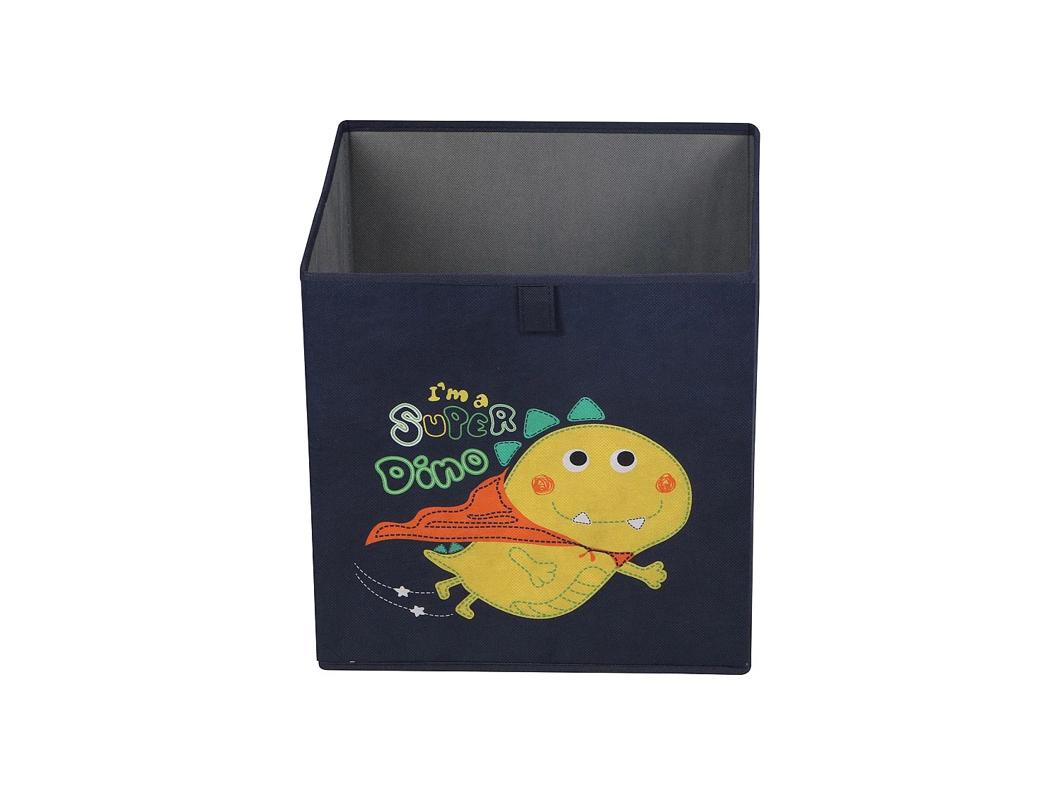 Lot de 2 boites de rangement en tissu bleu DINO, cube de rangement pour enfant dim 32 x 32 x 32 cm, décor dinosaure super-héros