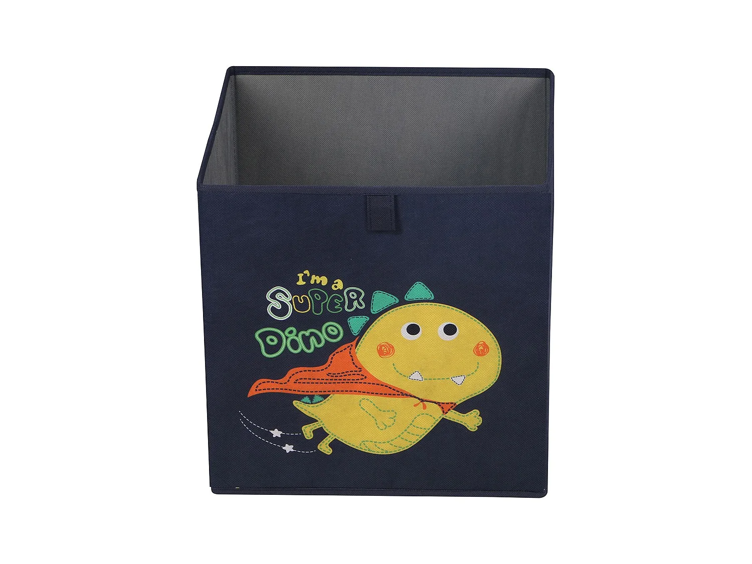 Lot de 2 boites de rangement en tissu bleu DINO, cube de rangement pour enfant dim 32 x 32 x 32 cm, décor dinosaure super-héros