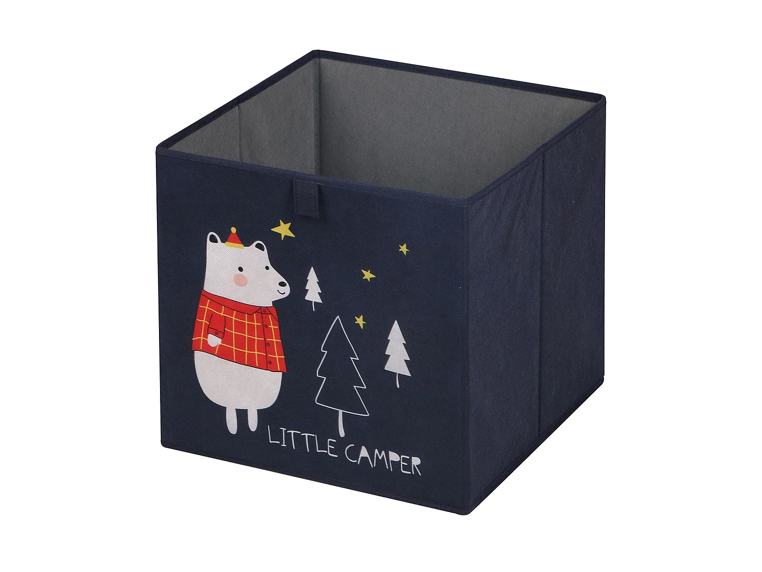 Lot de 2 boites de rangement en tissu bleu BEAR, cube de rangement pour enfant dim 32 x 32 x 32 cm, décor ours polaire