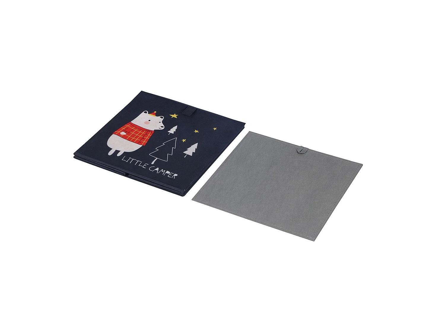 Lot de 2 boites de rangement en tissu bleu BEAR, cube de rangement pour enfant dim 32 x 32 x 32 cm, décor ours polaire