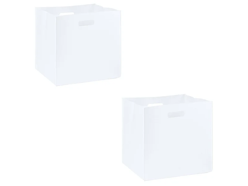 Lot de 2 boites de rangement en feutrine blanc FELT, cube de rangement pliable, ouvert dim 32 x 32 x 32 cm, design moderne