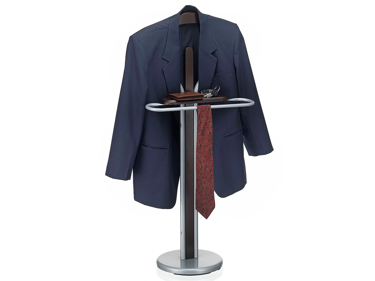 Valet de chambre FABIO chevalet de nuit portant pour vêtements, structure en métal laqué et finition en MDF couleur wengé