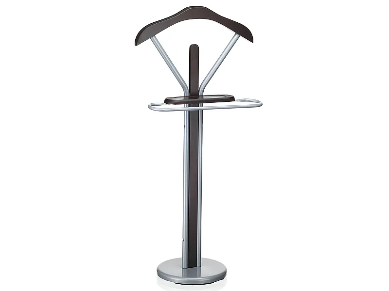 Valet de chambre FABIO chevalet de nuit portant pour vêtements, structure en métal laqué et finition en MDF couleur wengé