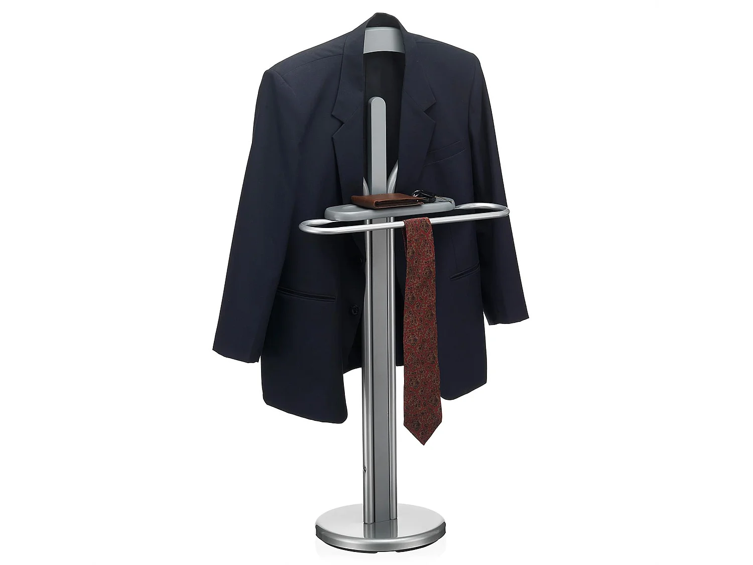 Valet de chambre FABIO chevalet de nuit portant pour vêtements, structure en métal laqué et finition en MDF décor gris mat