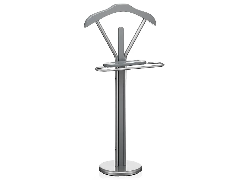 Valet de chambre FABIO chevalet de nuit portant pour vêtements, structure en métal laqué et finition en MDF décor gris mat
