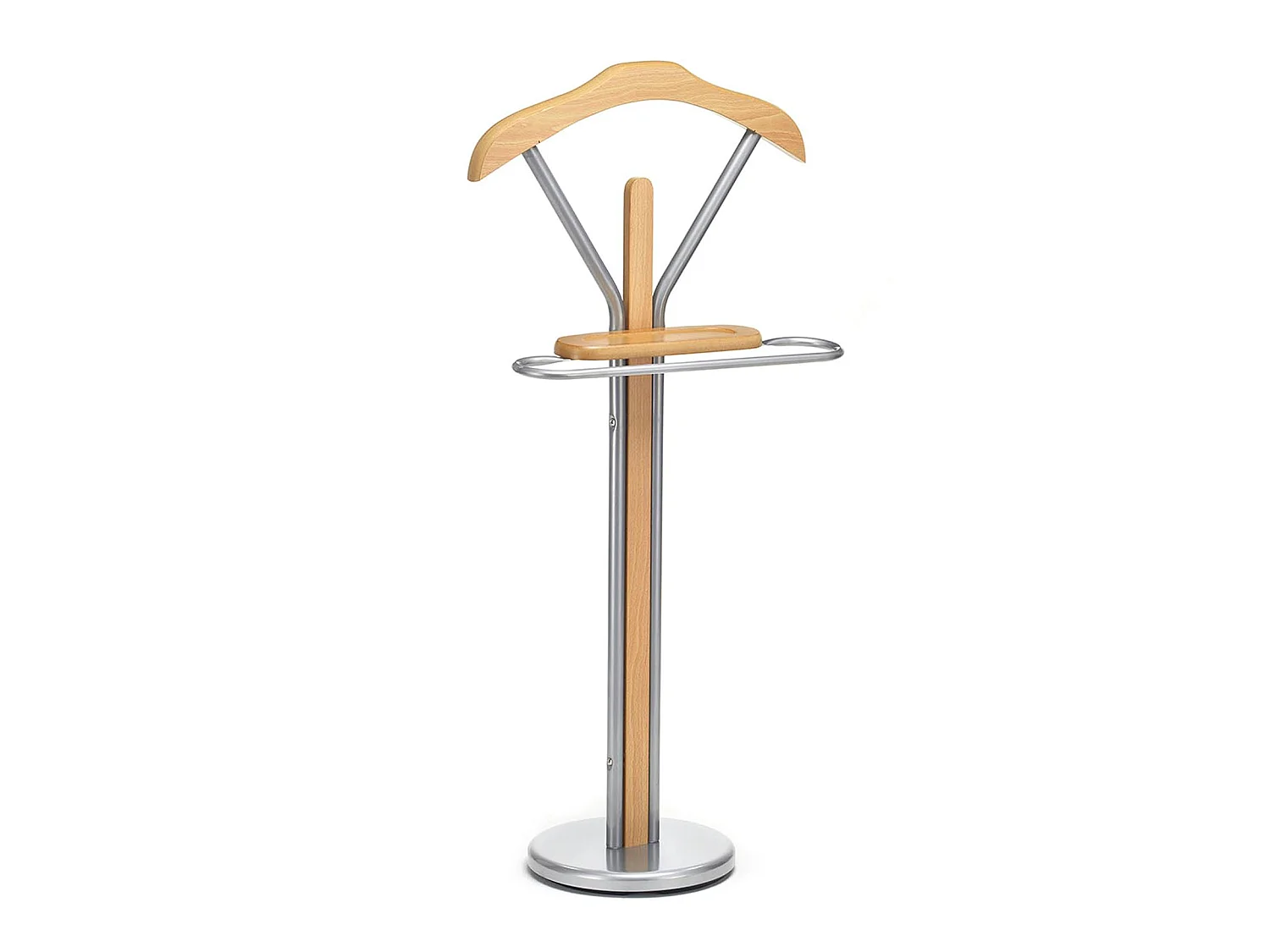 Valet de chambre FABIO chevalet de nuit portant pour vêtements, structure en métal laqué et finition en MDF couleur hêtre