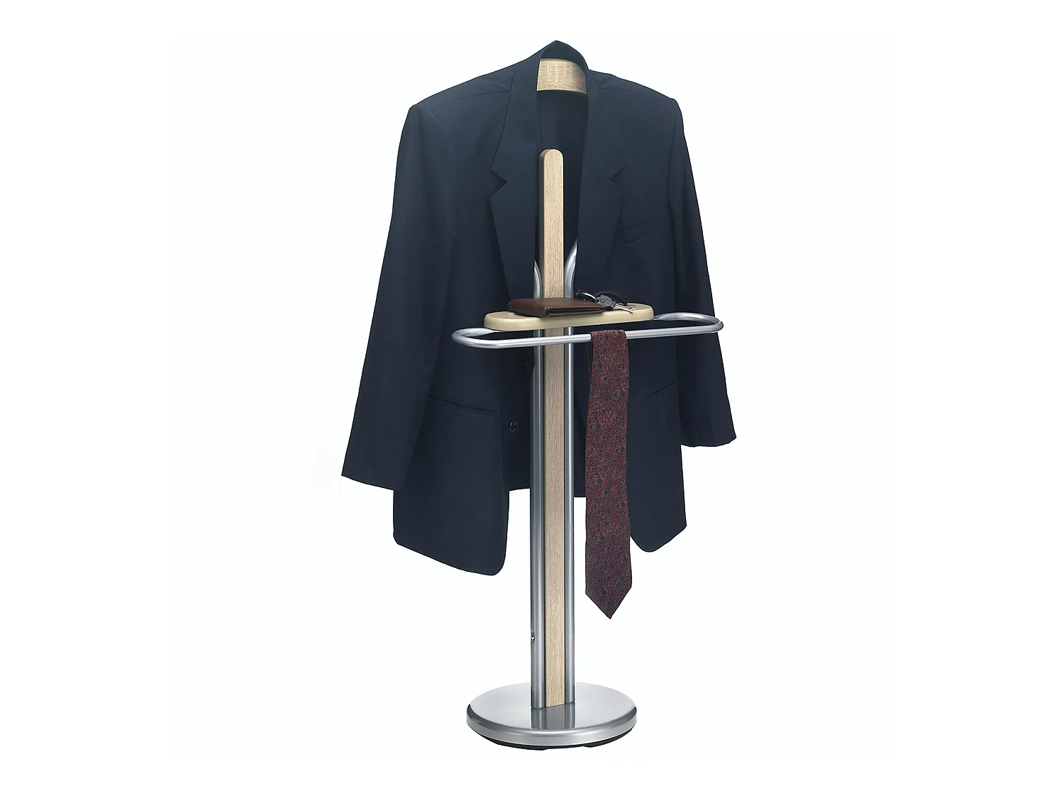 Valet de chambre FABIO chevalet de nuit portant pour vêtements, structure en métal laqué et finition en MDF chêne sonoma