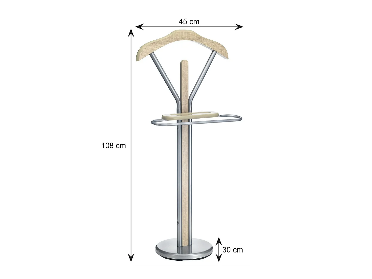 Valet de chambre FABIO chevalet de nuit portant pour vêtements, structure en métal laqué et finition en MDF chêne sonoma