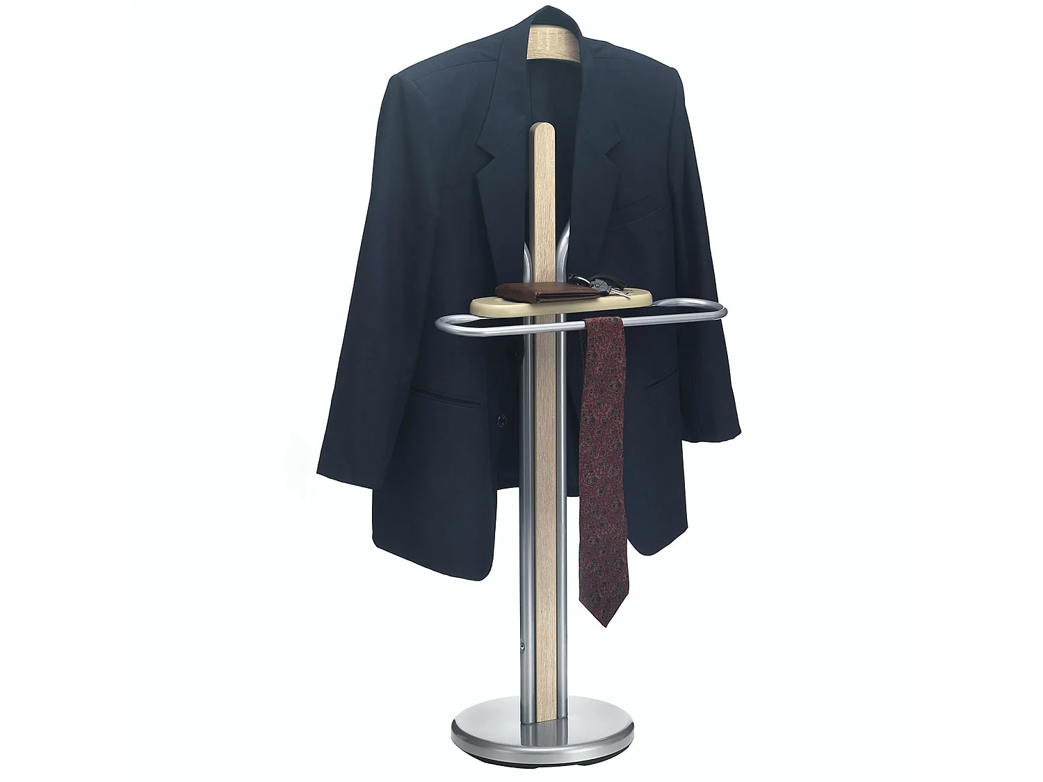 Valet de chambre FABIO chevalet de nuit portant pour vêtements, structure en métal laqué et finition en MDF chêne sonoma