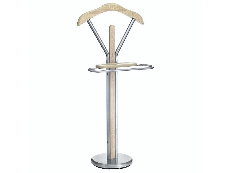 Valet de chambre FABIO chevalet de nuit portant pour vêtements, structure en métal laqué et finition en MDF chêne sonoma