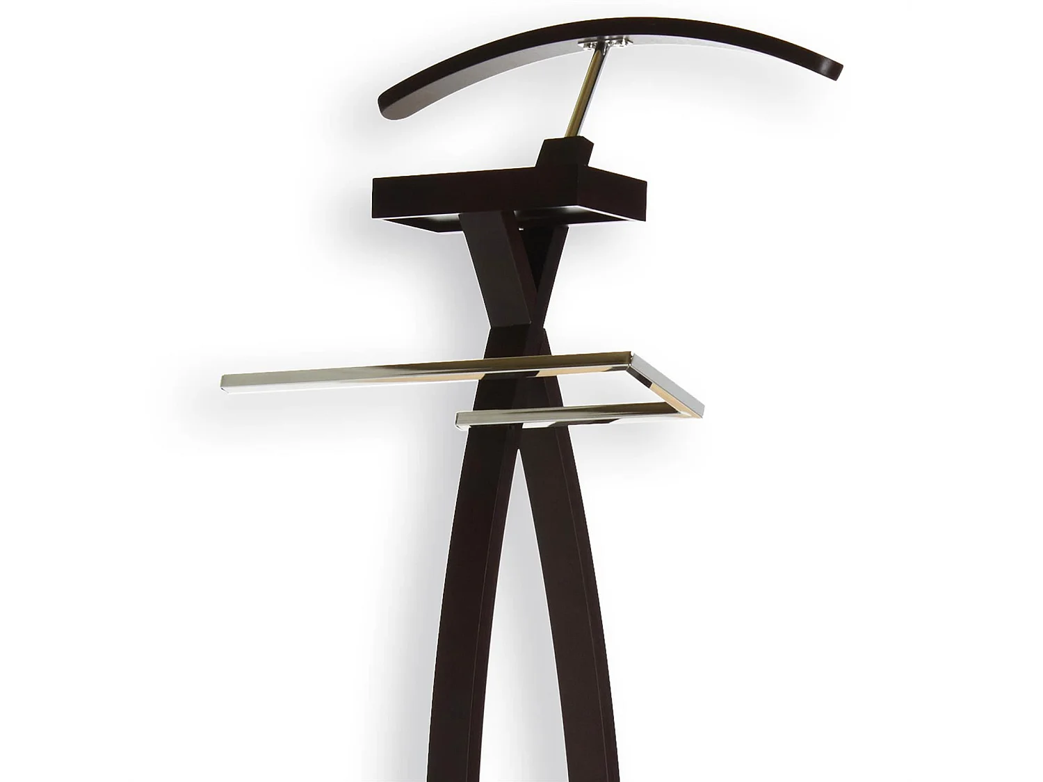 Valet de chambre ROBIN valet de nuit porte vêtements, structure en bois lasuré brun foncé