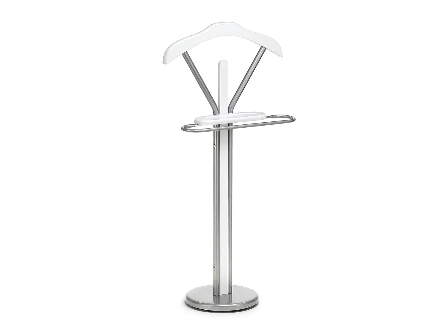 Valet de chambre FABIO chevalet de nuit portant pour vêtements, structure en métal laqué et finition en MDF décor blanc mat