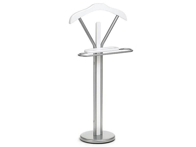 Valet de chambre FABIO chevalet de nuit portant pour vêtements, structure en métal laqué et finition en MDF décor blanc mat