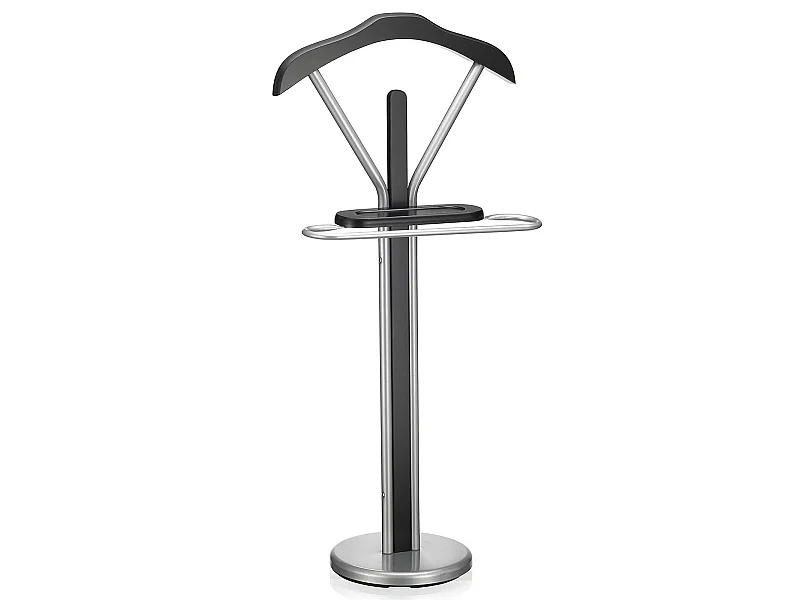 Valet de chambre FABIO chevalet de nuit portant pour vêtements, structure en métal laqué et finition en MDF décor noir mat