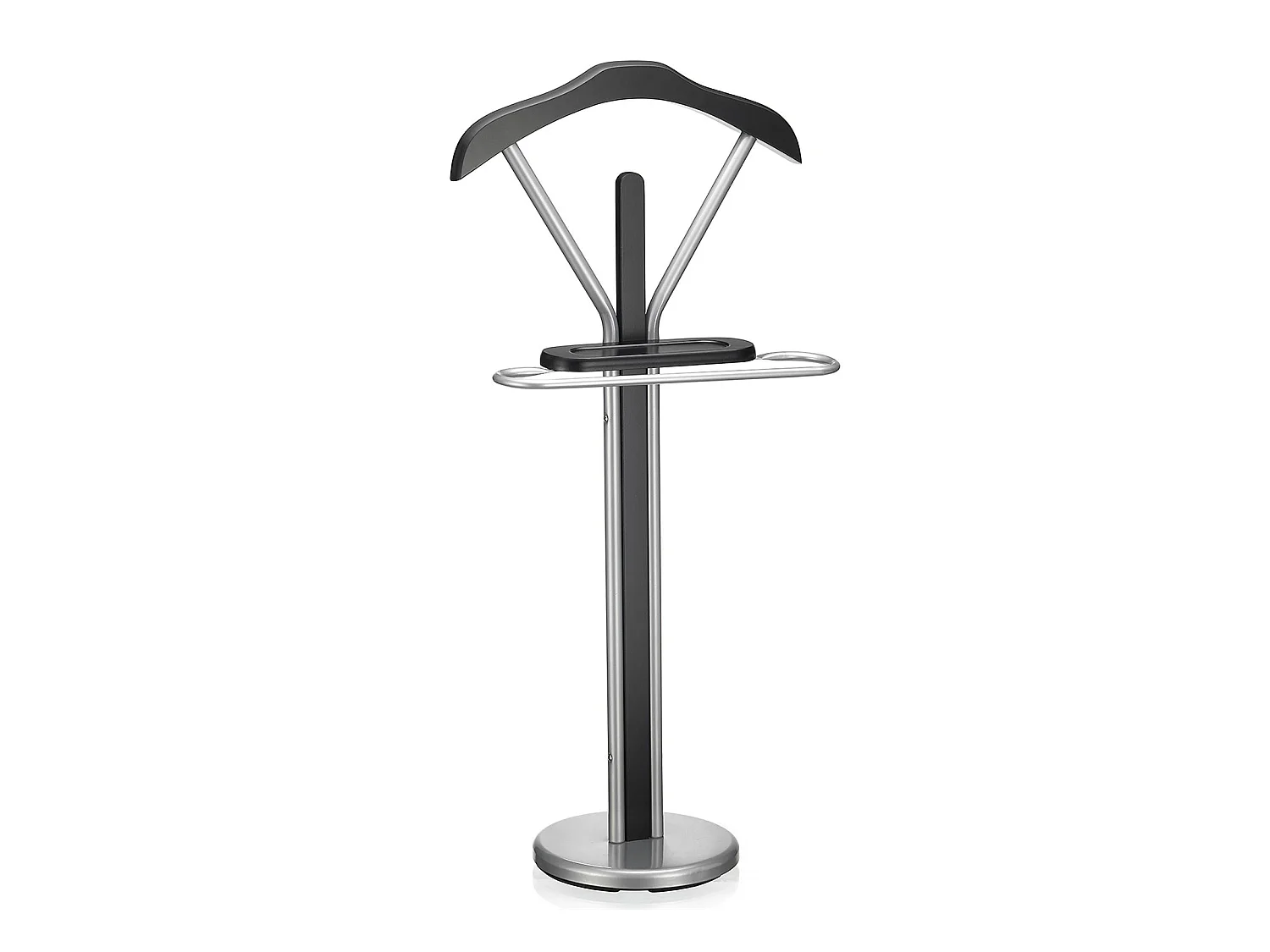 Valet de chambre FABIO chevalet de nuit portant pour vêtements, structure en métal laqué et finition en MDF décor noir mat