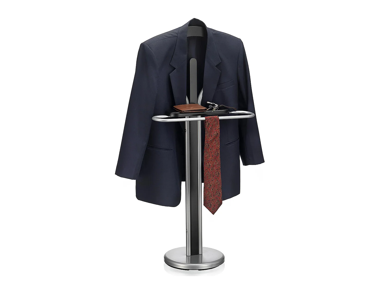 Valet de chambre FABIO chevalet de nuit portant pour vêtements, structure en métal laqué et finition en MDF décor noir mat