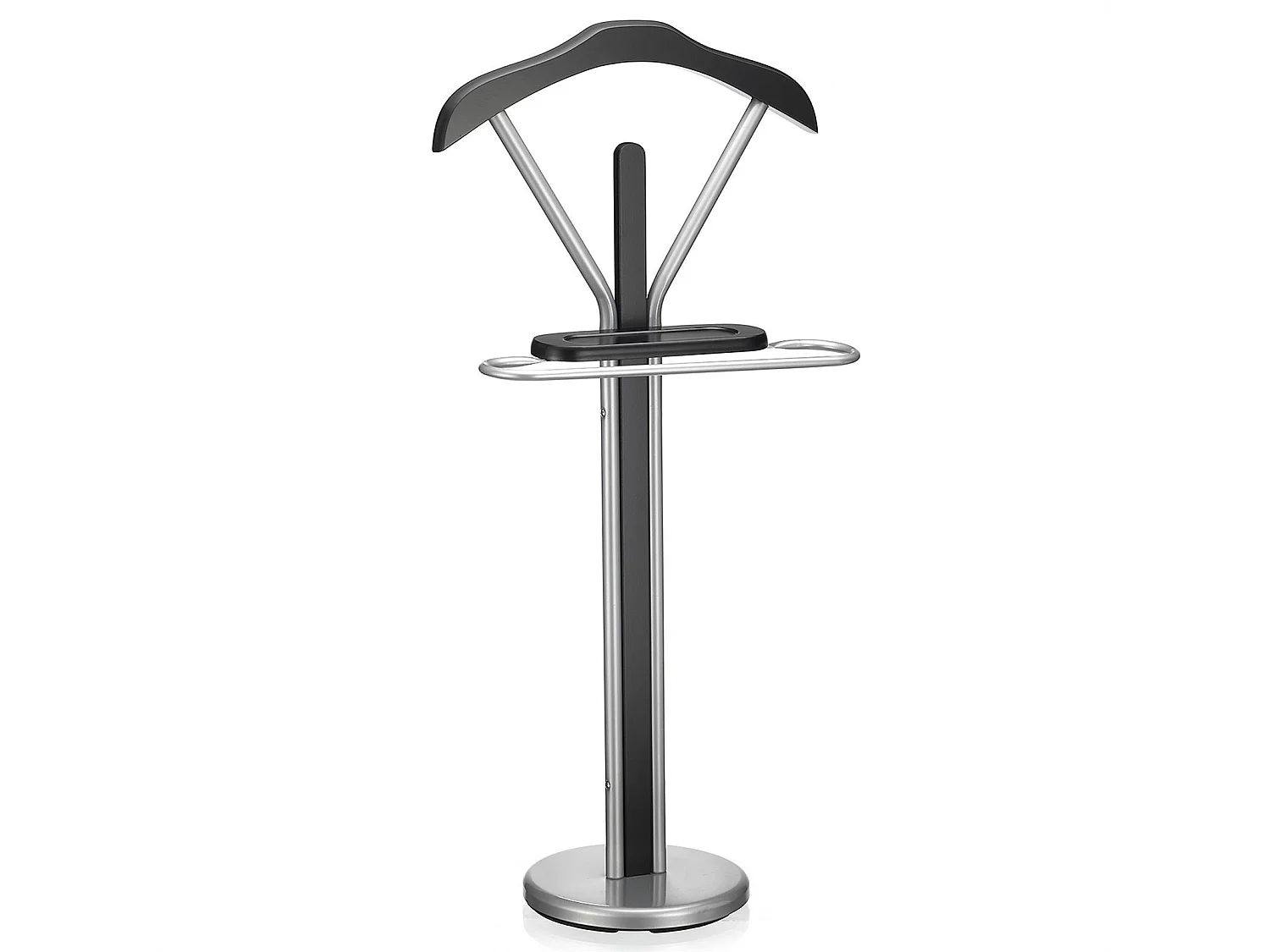 Valet de chambre FABIO chevalet de nuit portant pour vêtements, structure en métal laqué et finition en MDF décor noir mat