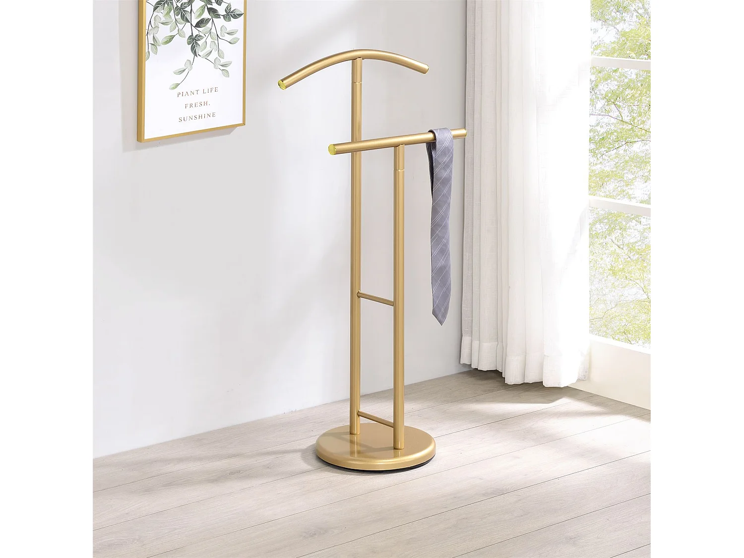 Valet de chambre LAURENZ valet de nuit porte vêtements support vestes en métal laqué doré