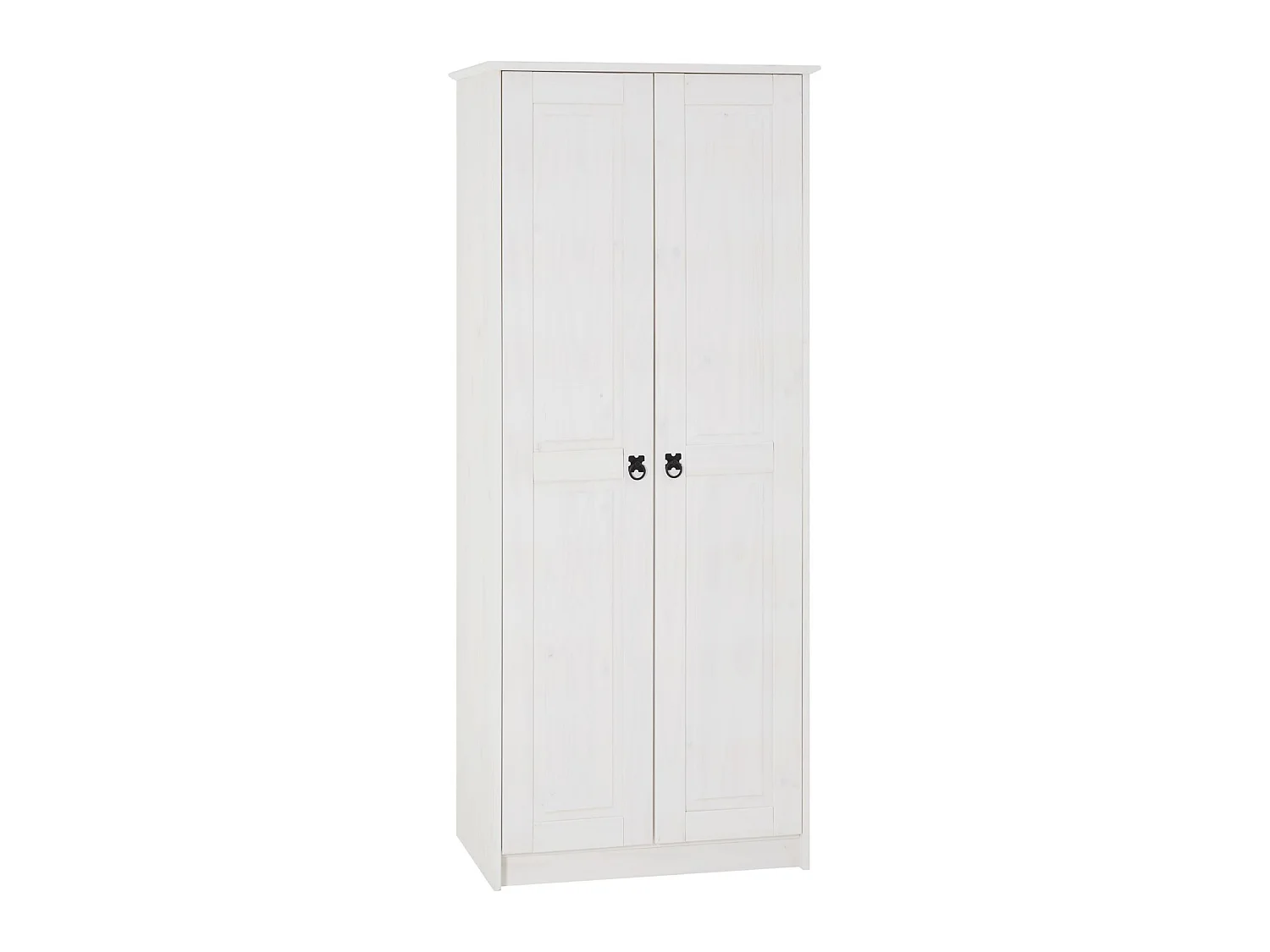 Armoire RESIDENCIA en pin lasuré blanc, penderie pour vêtements style mexicain avec 2 portes