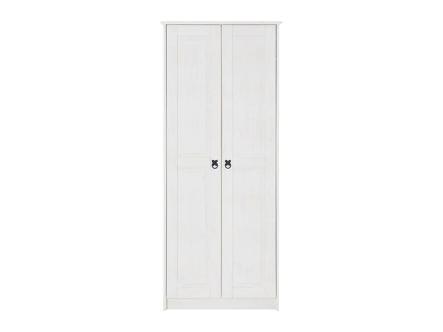 Armoire RESIDENCIA en pin lasuré blanc, penderie pour vêtements style mexicain avec 2 portes