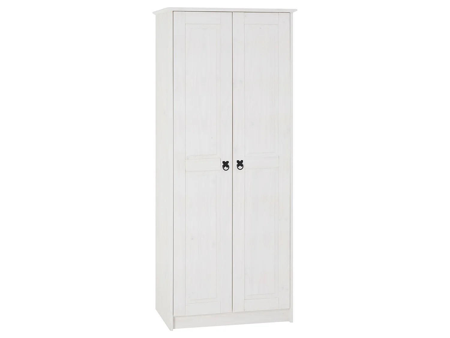 Armoire RESIDENCIA en pin lasuré blanc, penderie pour vêtements style mexicain avec 2 portes