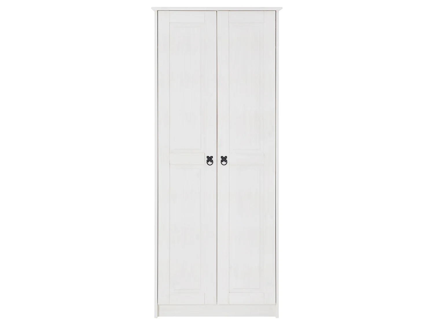 Armoire RESIDENCIA en pin lasuré blanc, penderie pour vêtements style mexicain avec 2 portes