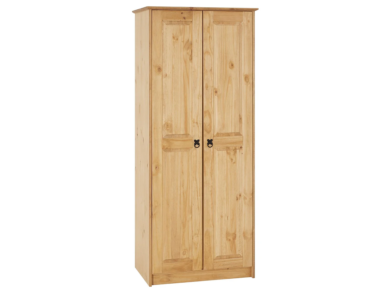 Armoire BARRIO en pin massif style mexicain, penderie pour vêtements avec 2 portes, finition teintée/cirée