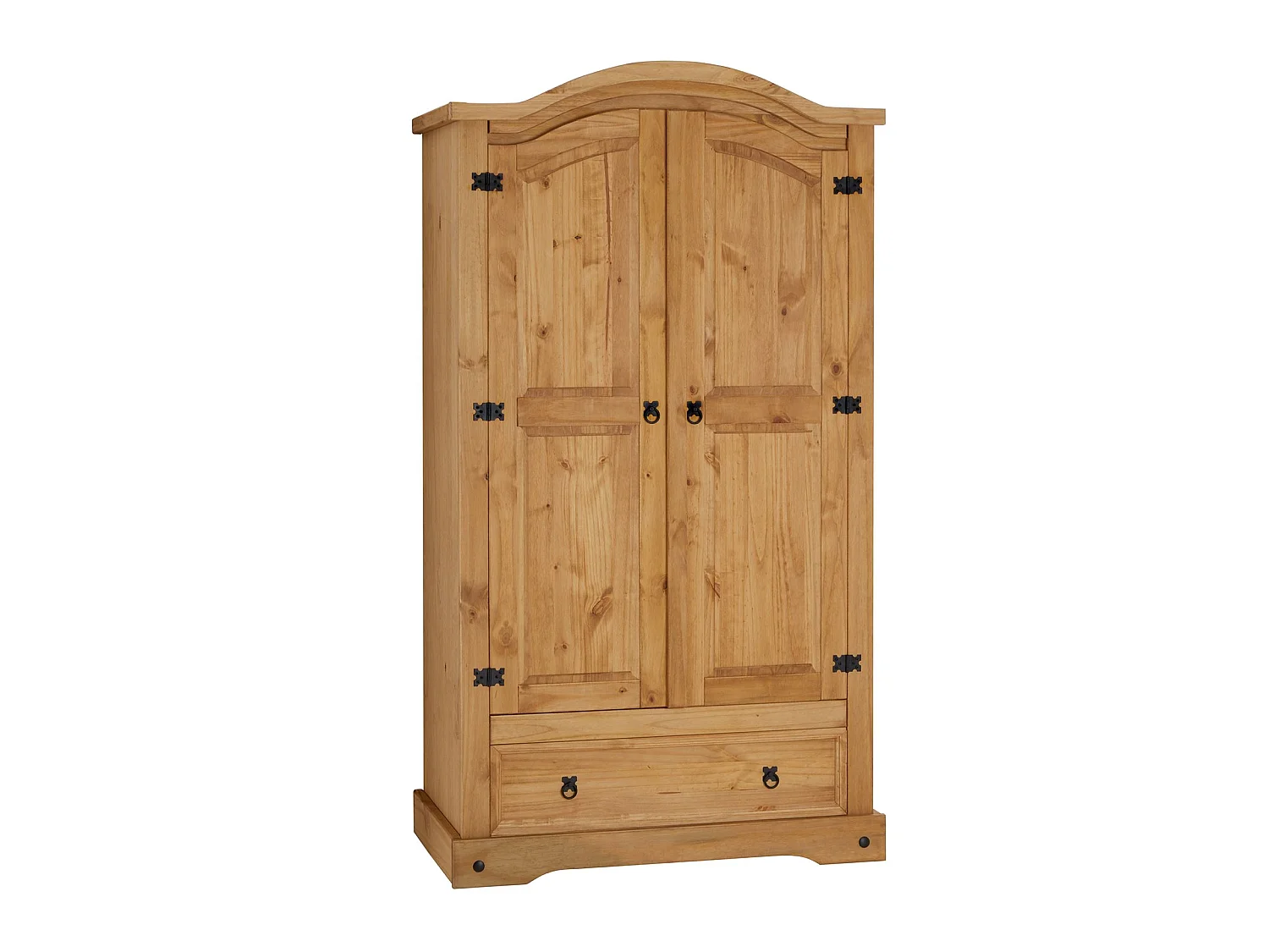 Armoire SALSA penderie pour vêtements style mexicain avec 2 portes 1 étagère 1 tiroir, en pin massif finition teintée/cirée