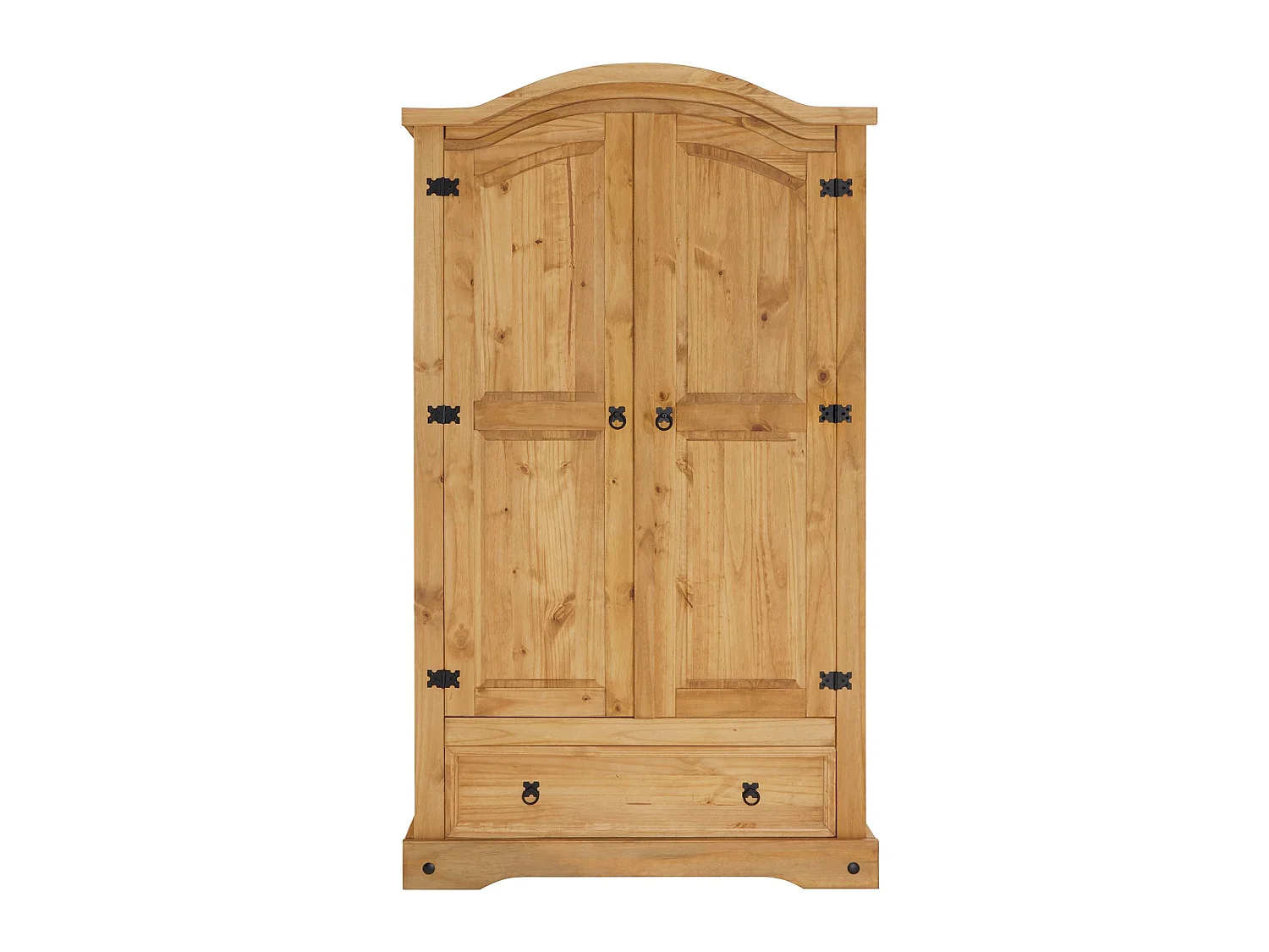 Armoire SALSA penderie pour vêtements style mexicain avec 2 portes 1 étagère 1 tiroir, en pin massif finition teintée/cirée